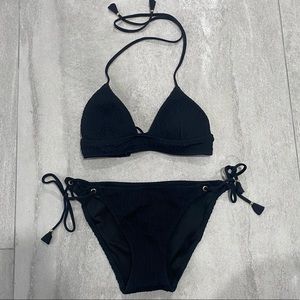 Victoria’s Secret Black Ruched Bikini Top & Bottom